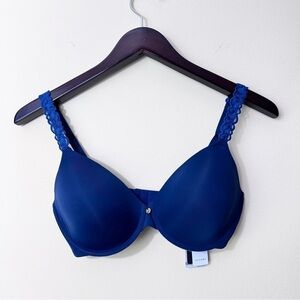 NEW Natori Pure Luxe Custom Coverage Contour Underwire Bra Spruce Seaport 32DD